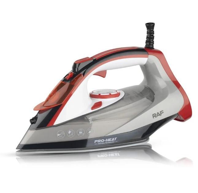 Праска парова для одягу з керамічною підошвою RAF R.1256 вертикальне відпарювання 2400 Вт Червоний (222525U)