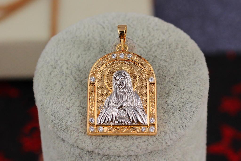 Ладанка Xuping Jewelry Пресвятая Богородица с камнями 2,5 см комбинированная