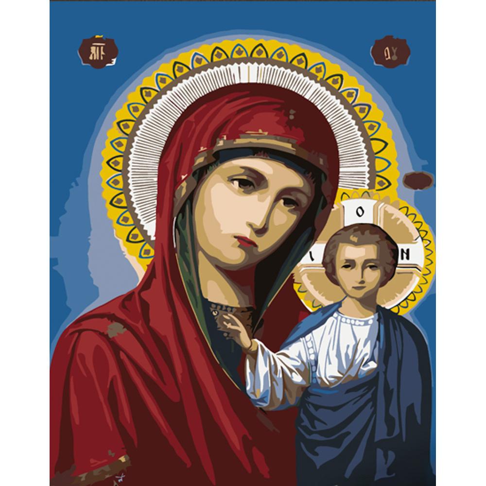 Картина по номерам Strateg Премиум Богородица с лаком 30x40 см (SS6739)