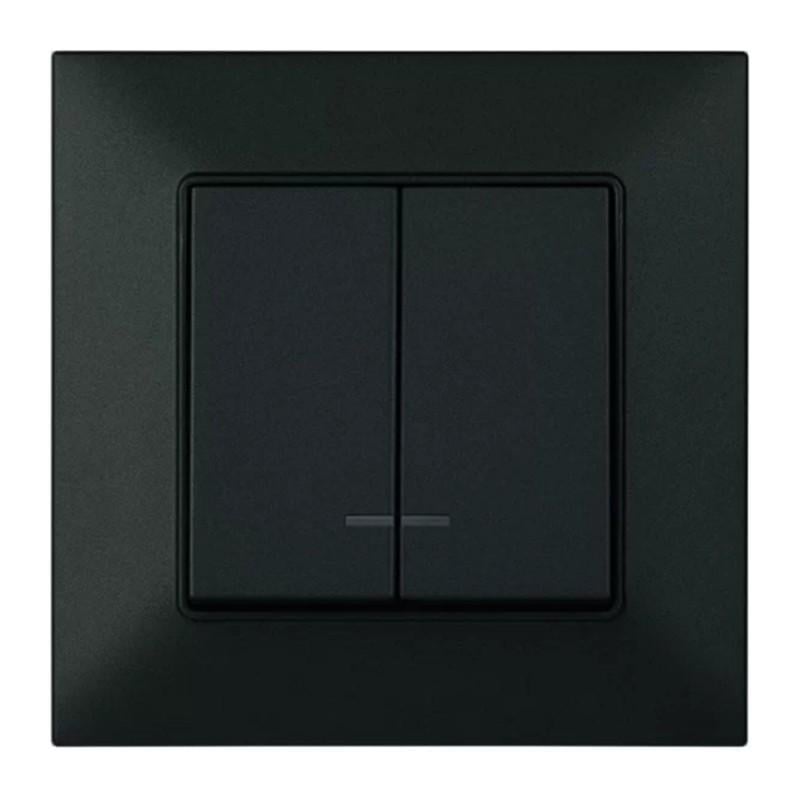 Выключатель 2-клавишный Panasonic Arkedia Slim с подсветкой Черный (23815333)