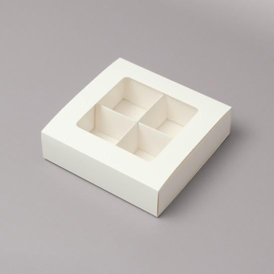 Коробка для конфет на 4 шт. с окном 42x42x30 см Белый (13272)