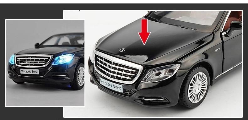 Іграшкова машинка Mercedes Benz S600 з фарами що світяться/звуковими ефектами мотора 1:32 (VA-1199696633) - фото 4