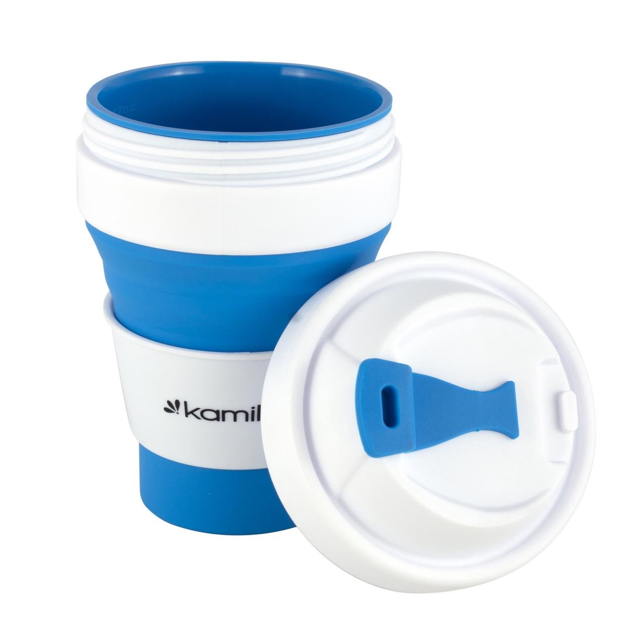 Термокружка складная Kamille KM-2034 из силикона 350 мл Синий (150-84-2034.2)