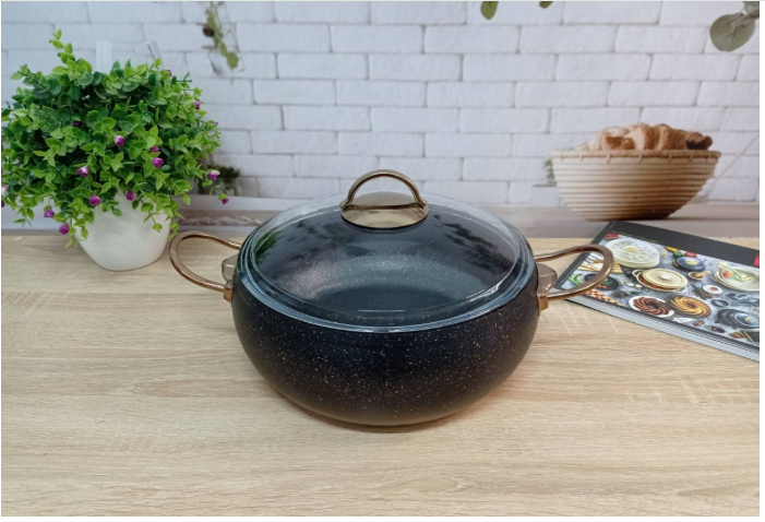 Каструля з кришкою OMS з антипригарним покриттям для газу/без індукціі 7,5 л Бронзовий (30654573) - фото 3 Каструля з кришкою OMS з антипригарним покриттям для газу/без індукціі 7,5 л Бронзовий (30654573) - фото 3