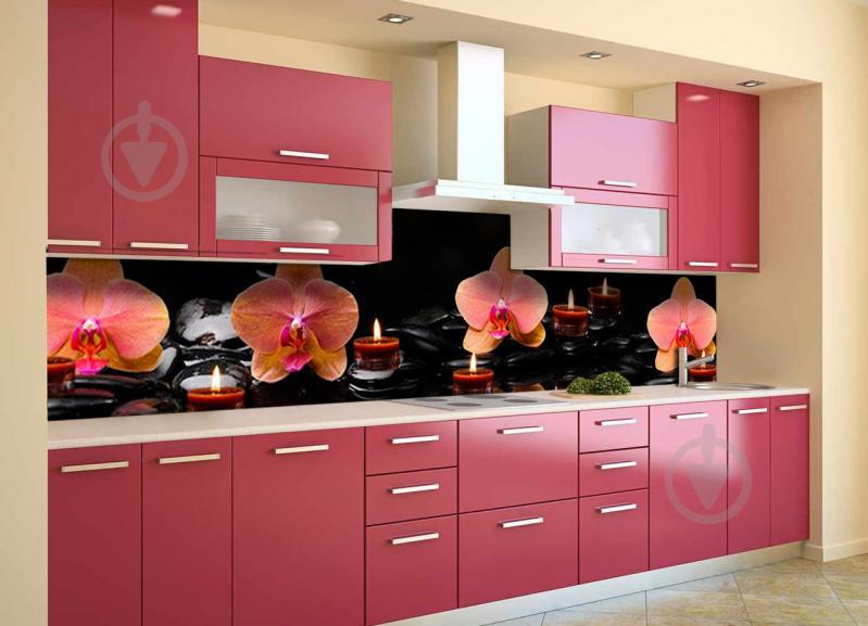 Скинали на кухню Zatarga «Орхидеи и Свечи» 600х3000 мм виниловая 3Д наклейка кухонный фартук самоклеящаяся Z180559/2 Скинали на кухню Zatarga «Орхидеи и Свечи» 600х3000 мм виниловая 3Д наклейка кухонный фартук самоклеящаяся Z180559/2