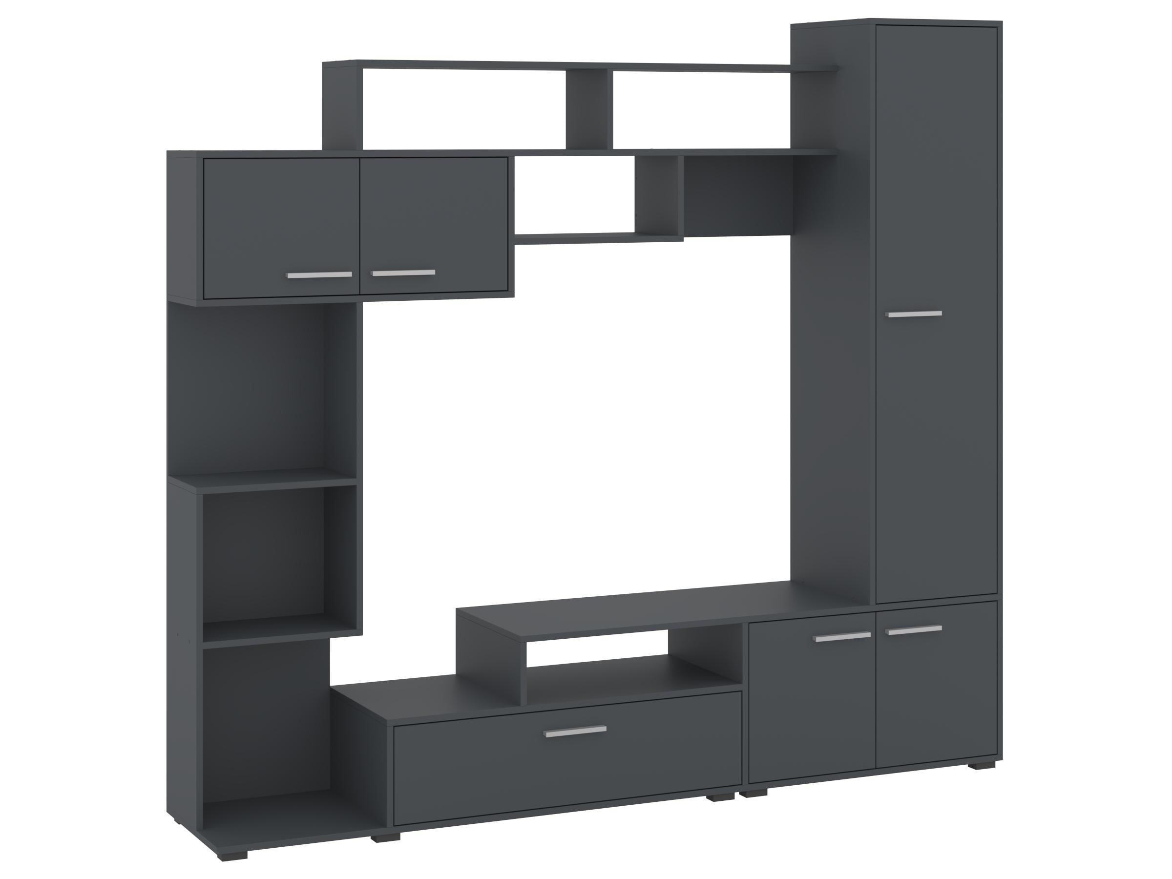 Стенка для гостиной PEHOTIN Монако 210,8х41х193,6 см Антрацит (PN-102724)
