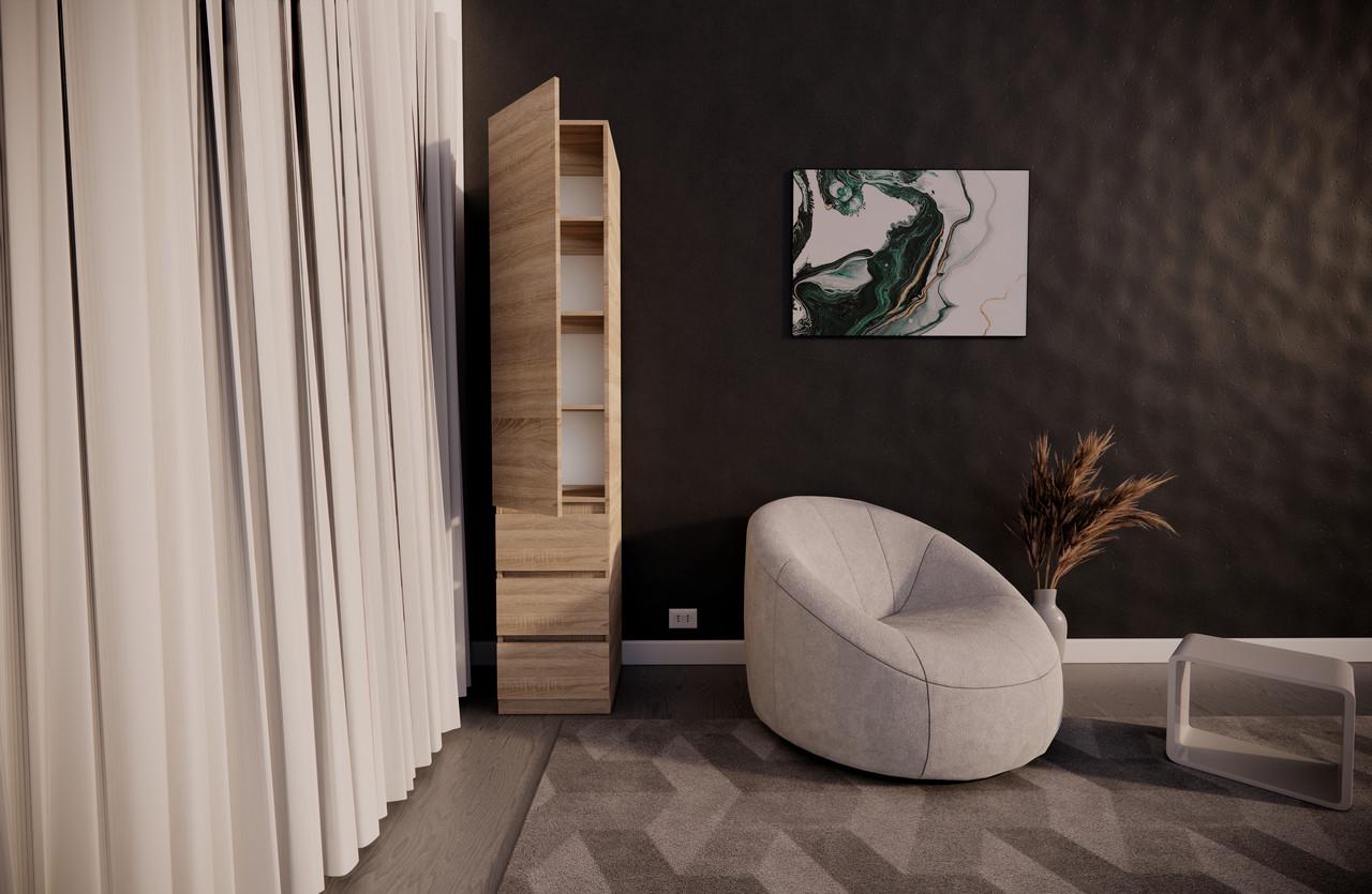 Пенал MEBEX з 3 шухлядами та 3 полицями 40х50х210 см Дуб Сонома (VL3B3S400DS) - фото 1 Пенал MEBEX з 3 шухлядами та 3 полицями 40х50х210 см Дуб Сонома (VL3B3S400DS) - фото 1