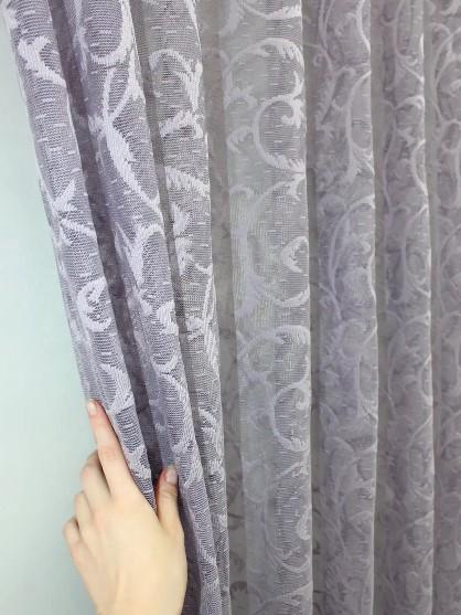 Тюль у вітальню/спальню Блідий жаккард Лавандовий (1089т) - фото 2