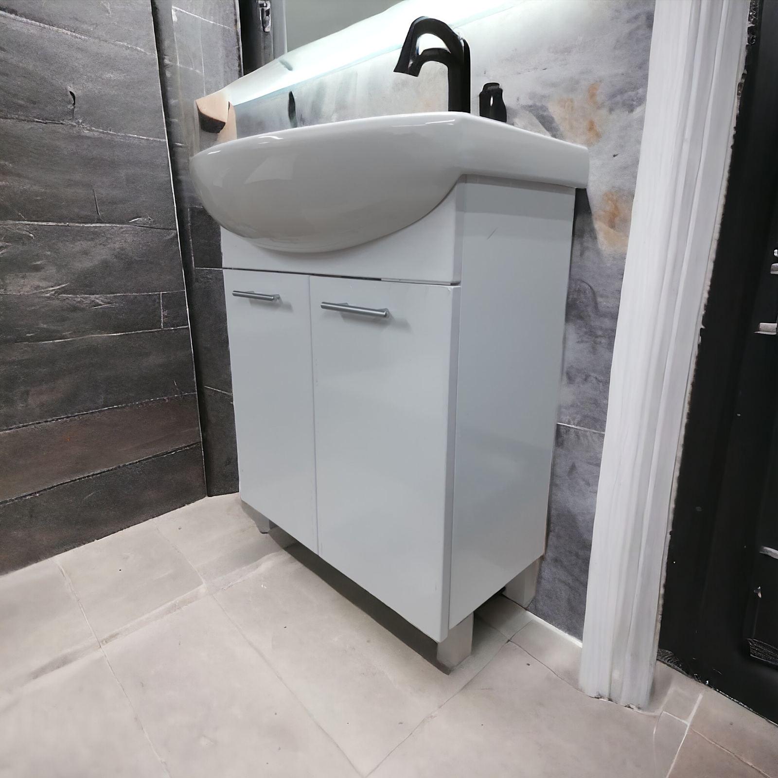 Тумба для ванной комнаты пластиковая The Mix 2.0 2 двери 55 см White (2411) - фото 9