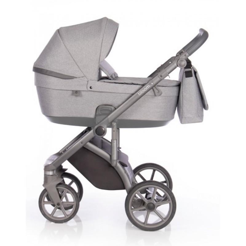 Коляска Roan Bloom универсальная 2в1 с багажной корзиной и сумкой Grey dots
