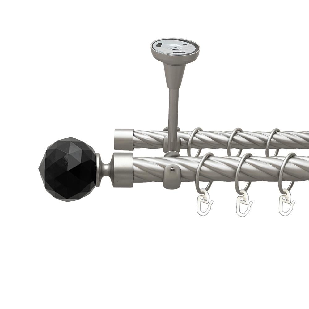 Карниз Orvit Люміера Неро металевий дворядний відкритий до стелі скручена труба кільце металеве 25/19 мм 160 см Сатин (00-00024238)