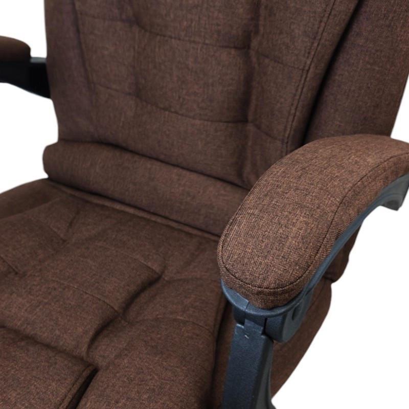 Офісне крісло з масажною подушкою та підставкою для ніг BOSS KO22 Premium з тканини до 130 кг Коричневий (17399) - фото 7