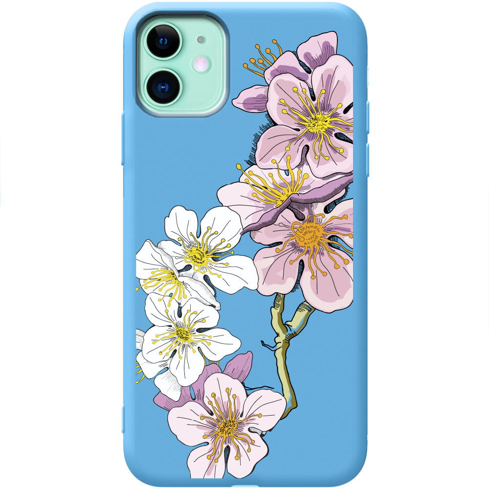 Чехол Boxface iPhone 11 Cherry Blossom Голубой силикон (38184-cc4-43042)