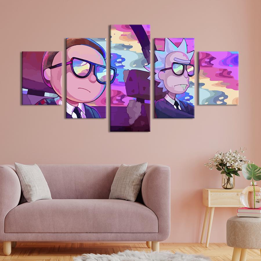 Модульная картина из 5 частей Крутые Рик и Морти 162x80 см (734-52)