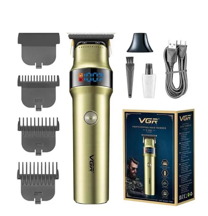 Машинка для стрижки аккумуляторная VGR V-991 LED-дисплей 3 насадки (8821)
