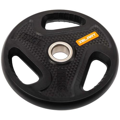 Диски композитные Zelart TA-4791-15 с тройным хватом и металлической втулкой 15 кг Черный (32511229)