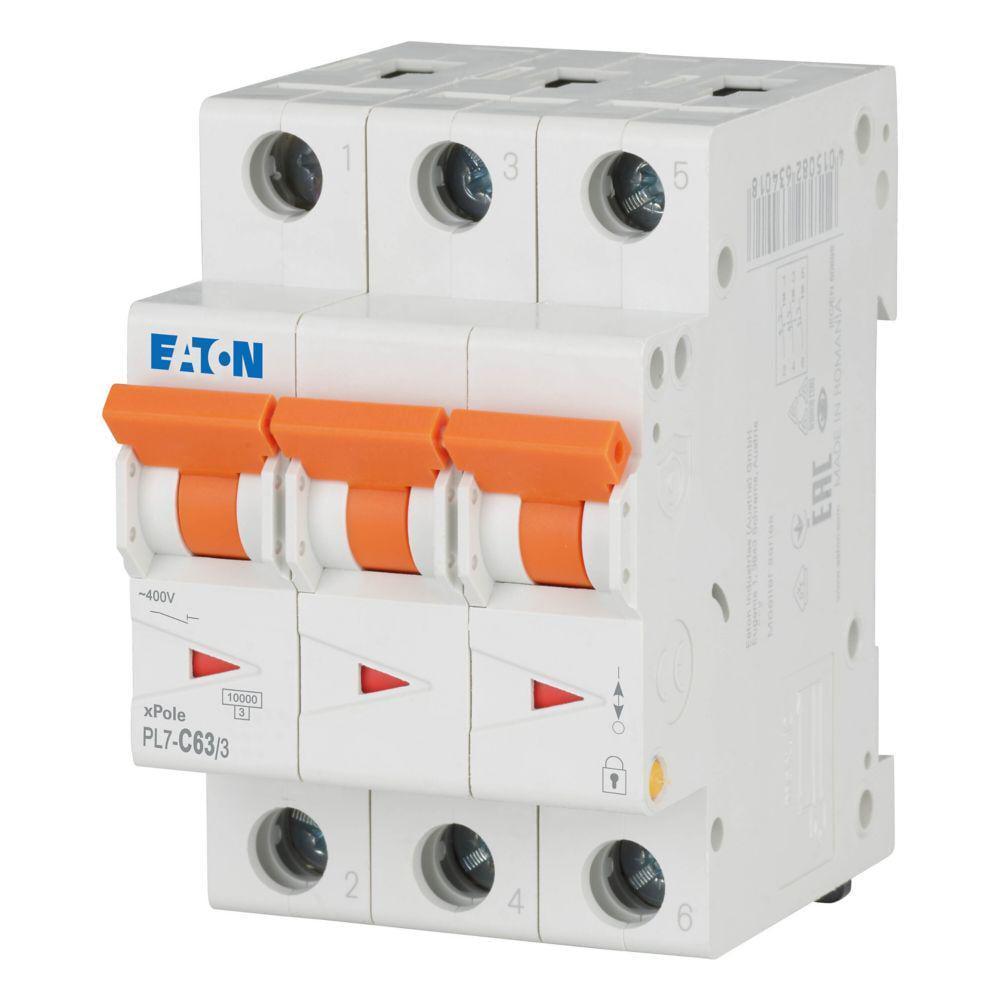 Автоматический выключатель Eaton PL7-C63/3 характеристика-C 3P 63А (263415)