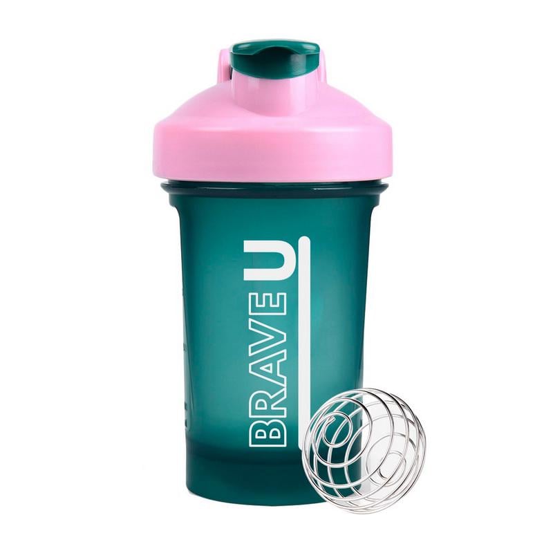 Шейкер для протеїну та спортивного харчування Brave U Shaker With Metal Ball 400 мл Зелений