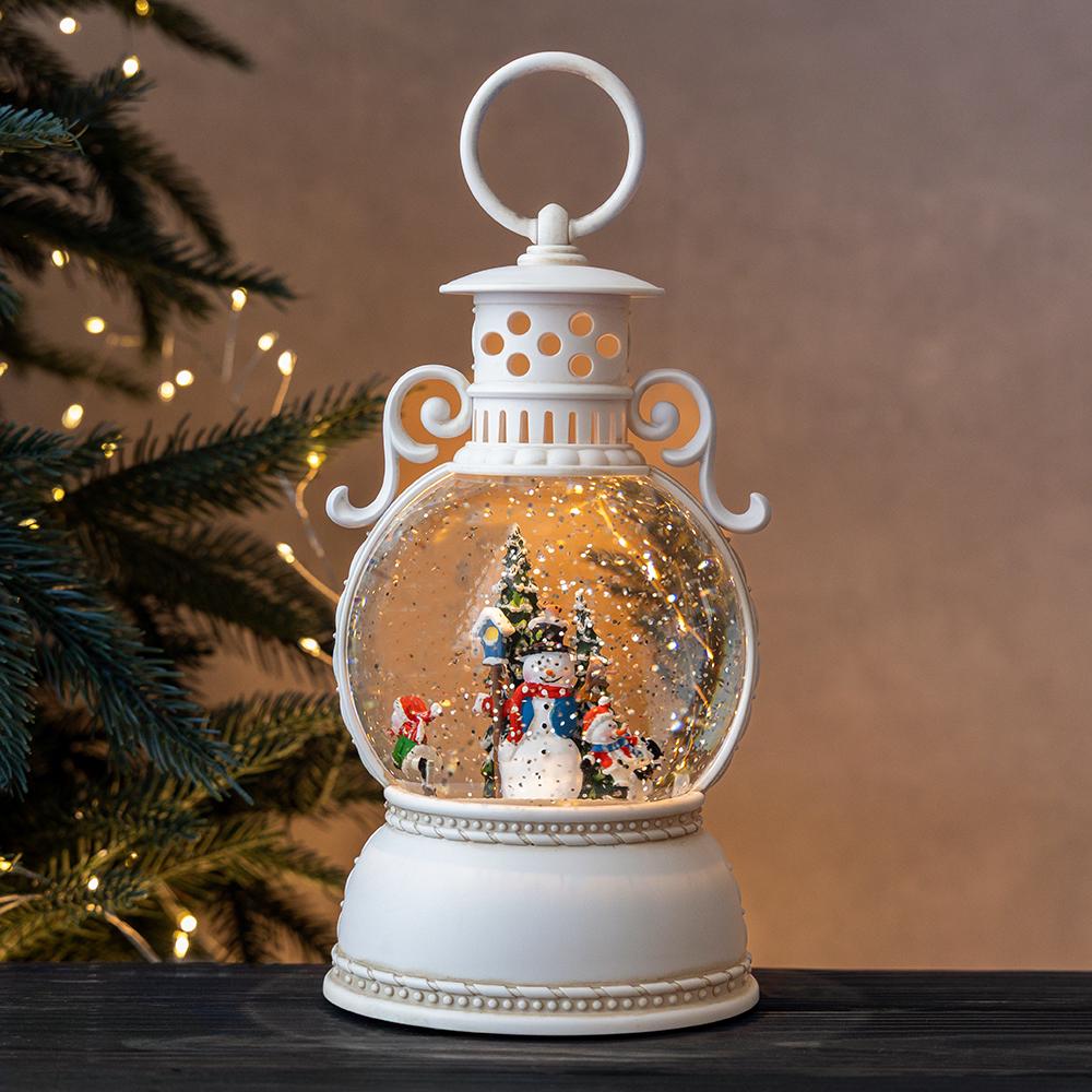 Новогодний фонарь с подсветкой и музыкой Зимняя сказка со Снеговиком 24 см (9240-030)
