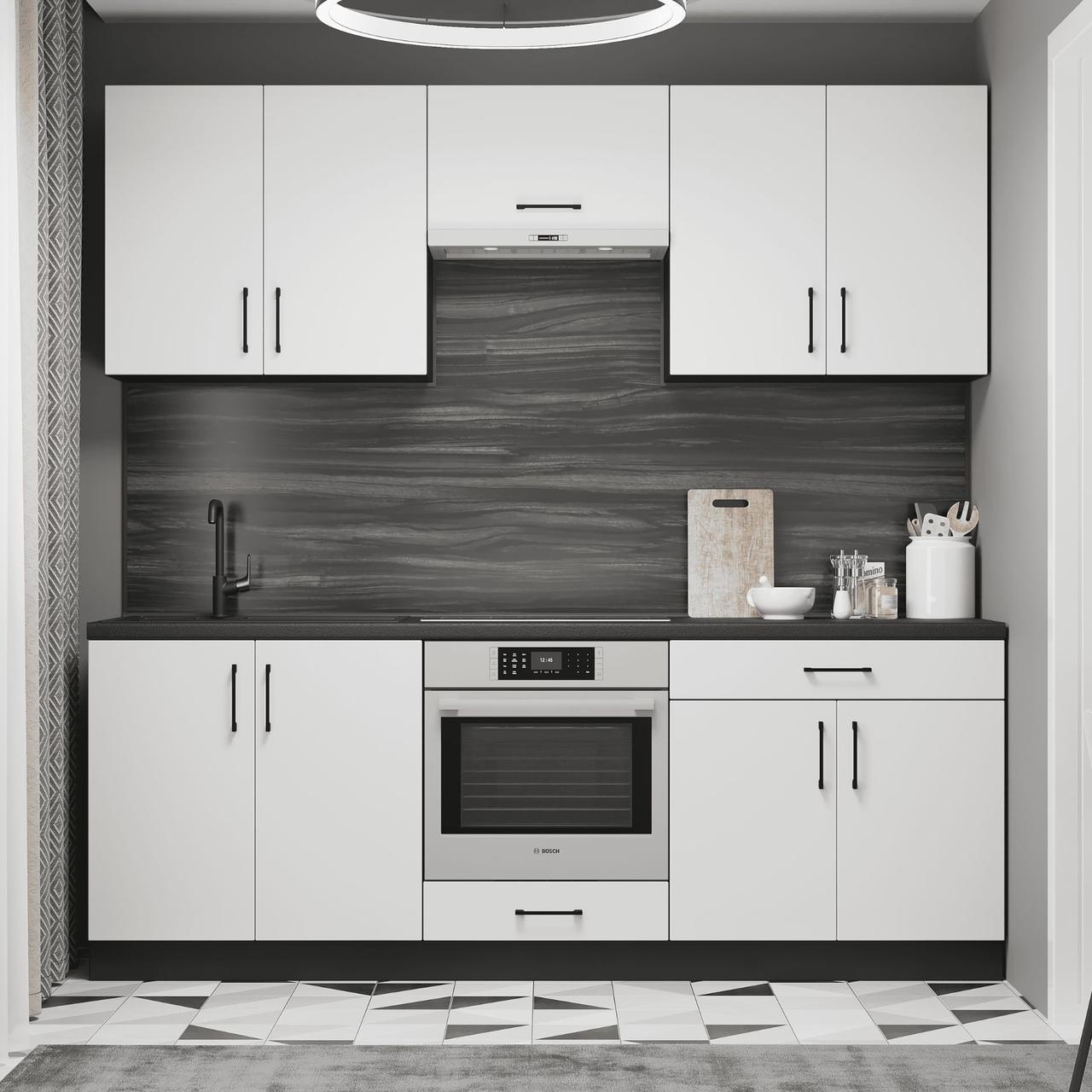 Комплект кухни К-8 Эверест Оптима со столешницей 2,2 м Белый (ЕК-25036)