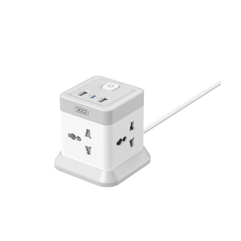 Подовжувач XO WL20 20W Square Socket 4AC +USB-A+1USB-C PD/QC 2 м Бiлий (33308461)
