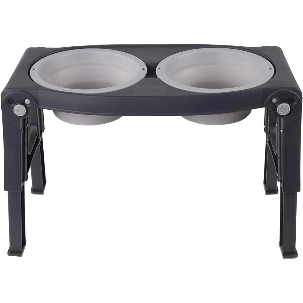 Миска двойная для собак Dexas Adjustable Height Pet Feeder с регулируемыми ножками 960 мл Светло-серый (PW120432429)