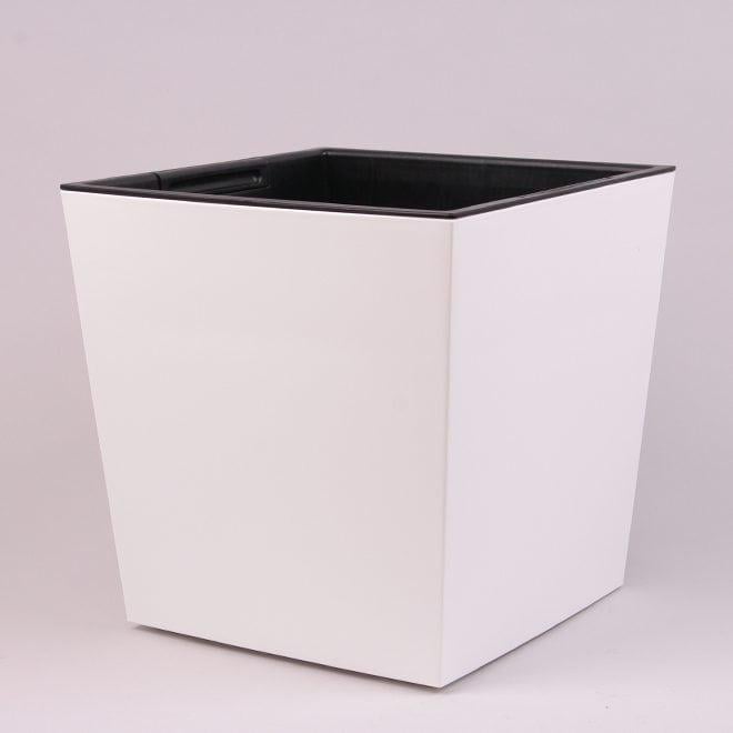 Горшок пластиковый Flora Urbi Square Low 28,5х28,5 см матовый Белый (93392)