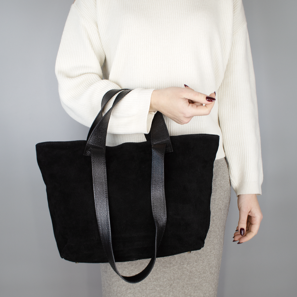 Сумка-шопер жіноча замшева Virginia Conti 03791 Чорний (2423613591) - фото 2