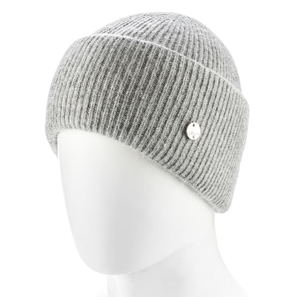 Шапка женская ангоровая зимняя Atrics WH894 в мелкий рубчик с двойным отворотом утепленная флисом Серый - фото 1 Шапка женская ангоровая зимняя Atrics WH894 в мелкий рубчик с двойным отворотом утепленная флисом Серый - фото 1