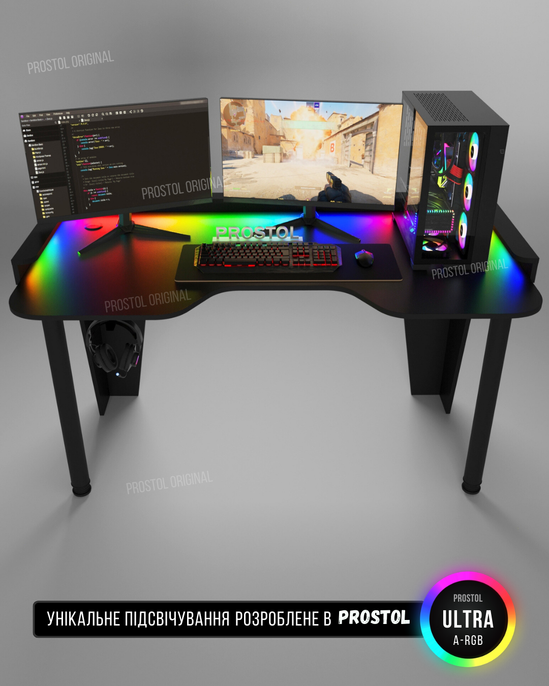 Комп'ютерний стіл геймерський PRO XL 159x82 см Чорний - фото 8 Комп'ютерний стіл геймерський PRO XL 159x82 см Чорний - фото 8