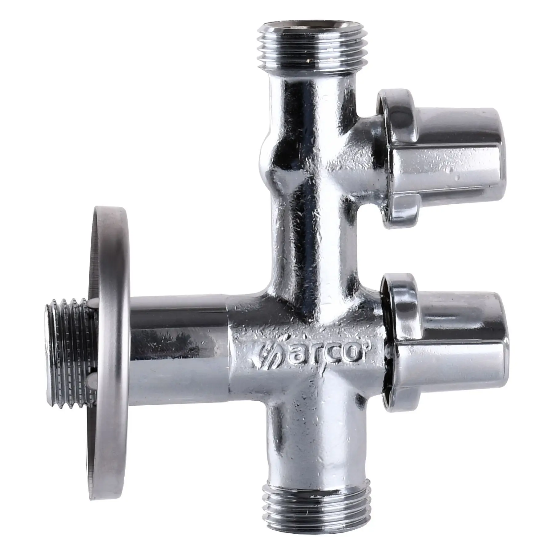 Кран шаровой угловой двойной Arco 1/2"х1/2"х1/2" COMB15MAC - фото 2 Кран шаровой угловой двойной Arco 1/2"х1/2"х1/2" COMB15MAC - фото 2