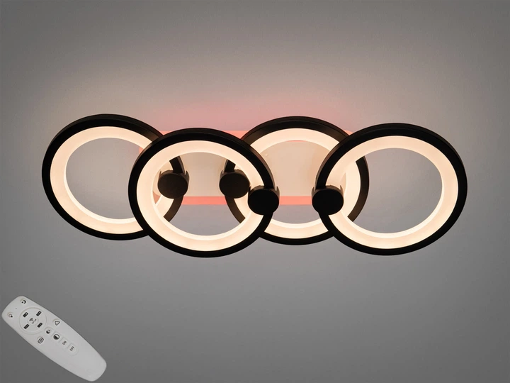 Люстра потолочная LED /подсветка/димер/пульт 65W Черный (H8022/2+2BK 3col dim)