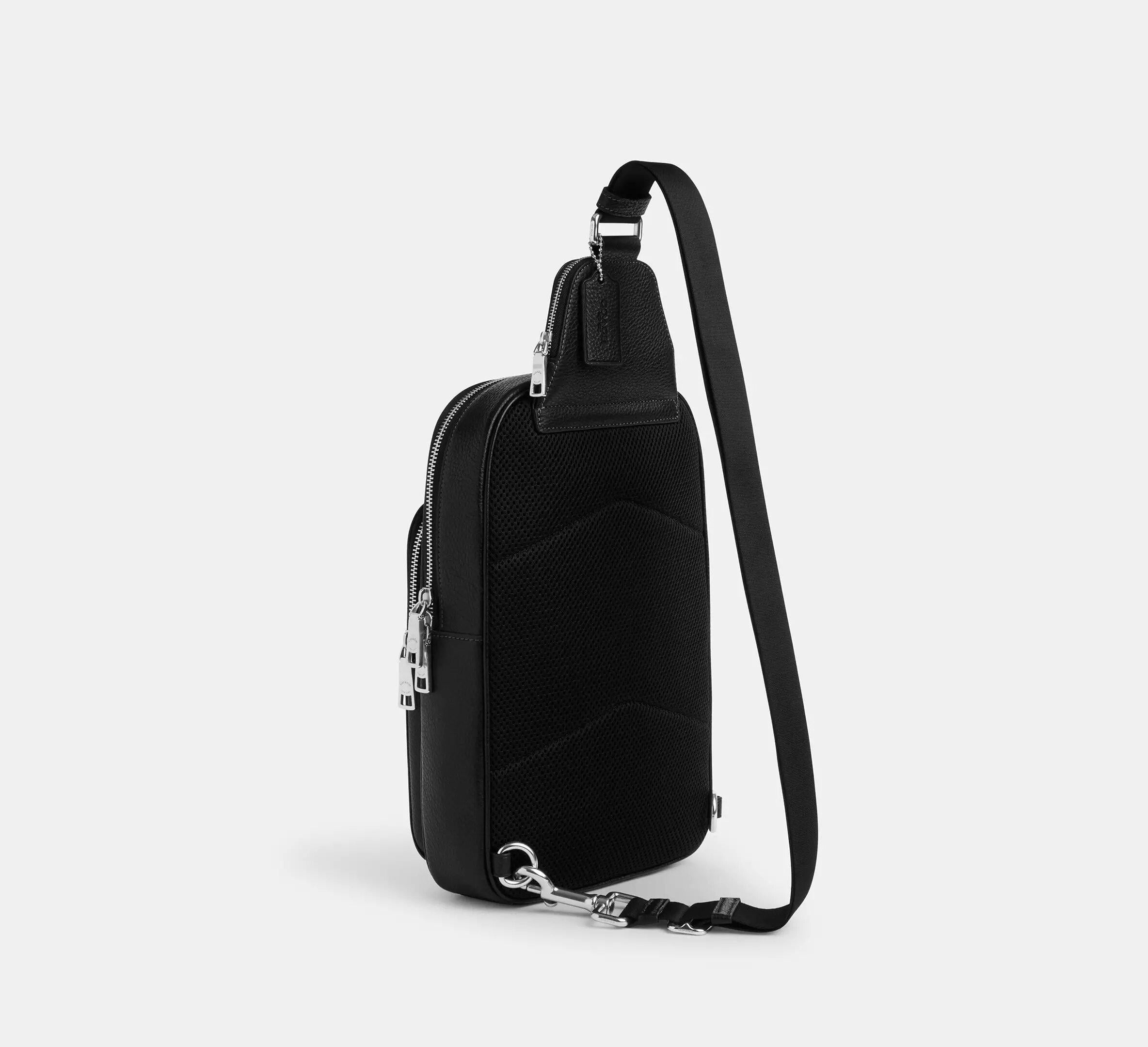 Сумка Coach Ethan Pack pebbled leather Silver/Black - фото 2