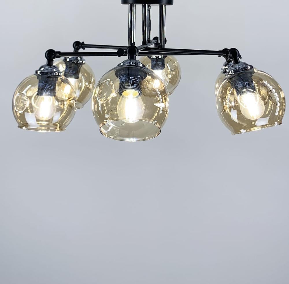 Люстра потолочная Light House LF-17374/6 BK BR Янтарный/Черный
