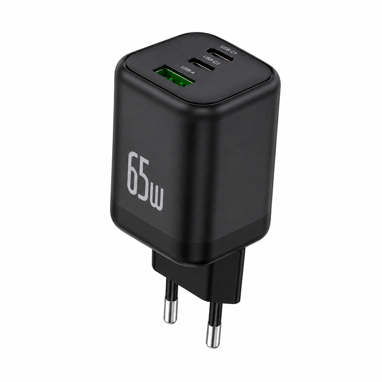 Зарядное устройство для сетевого питания Foneng Cube-EU A+C+C 3-Port GaN Charger 65W Черный (65120440)