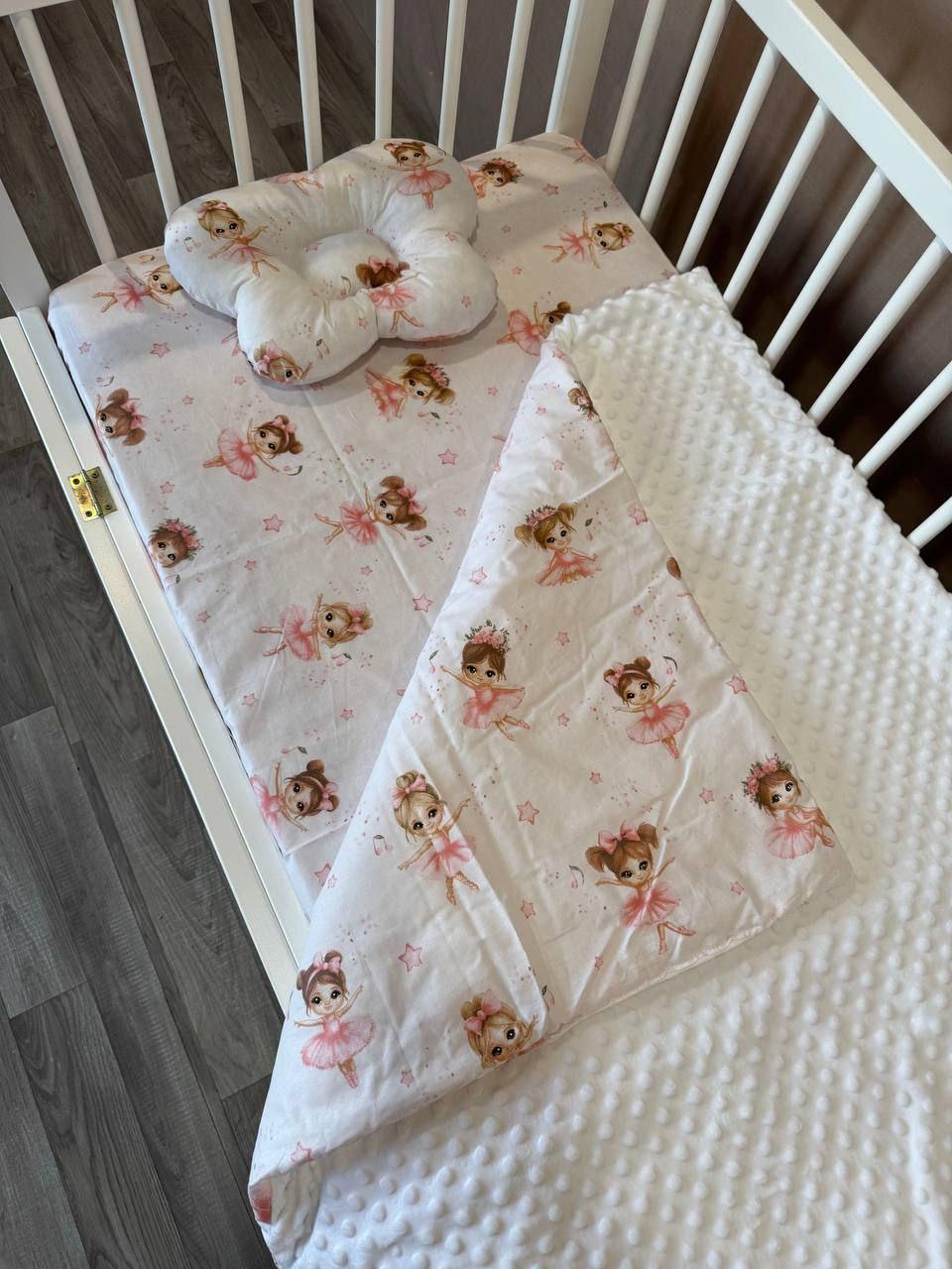 Комплект постельного белья Манюня Балерина из бязи для кроватки 78x98 см Белый (П4К-am-manin-017)