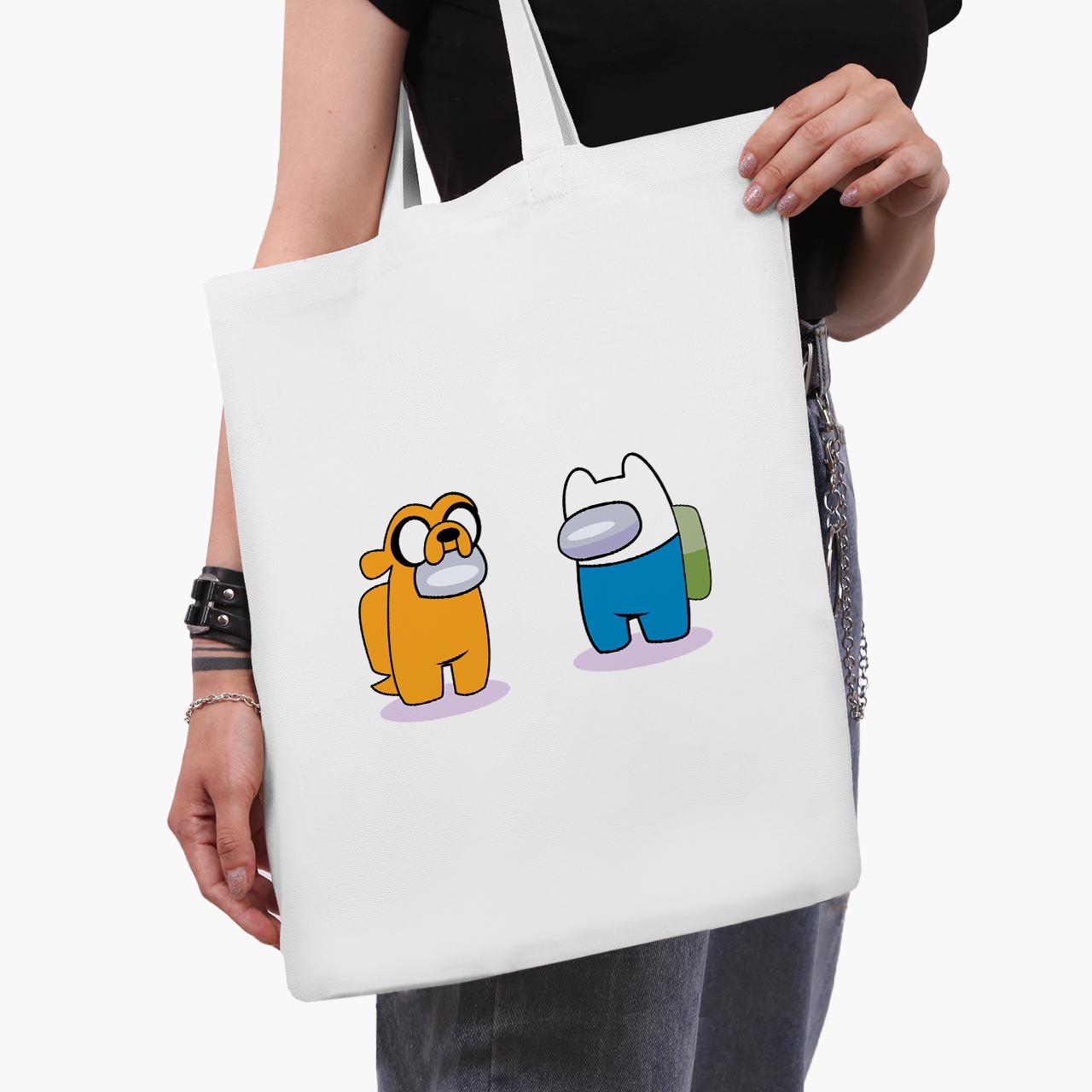 Еко сумка шоппер Among Us Adventure Time Finn & Jake 41х35 см Білий (9227-2414-WT1) - фото 2