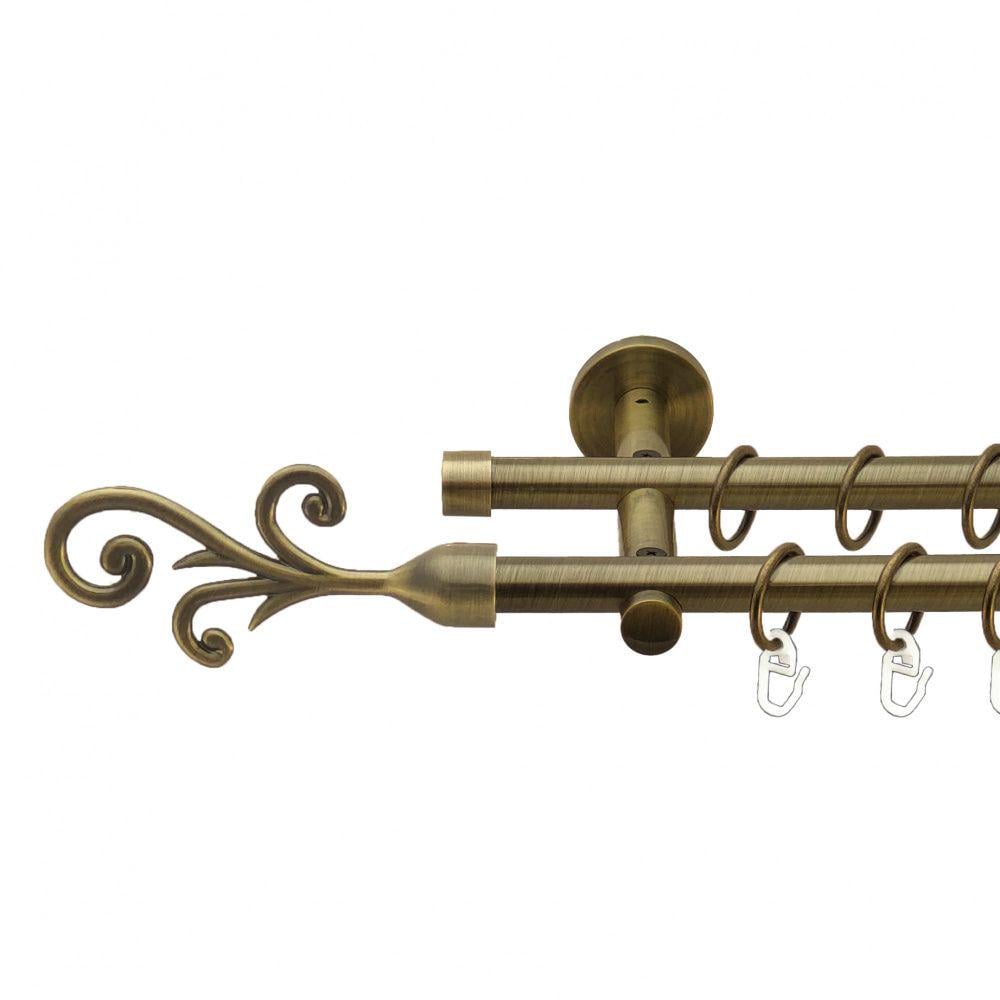 Карниз Orvit Фала металевий дворядний циліндр 16 см гладка труба кільце металеве 16/16 мм 300 см Антик (7335542)