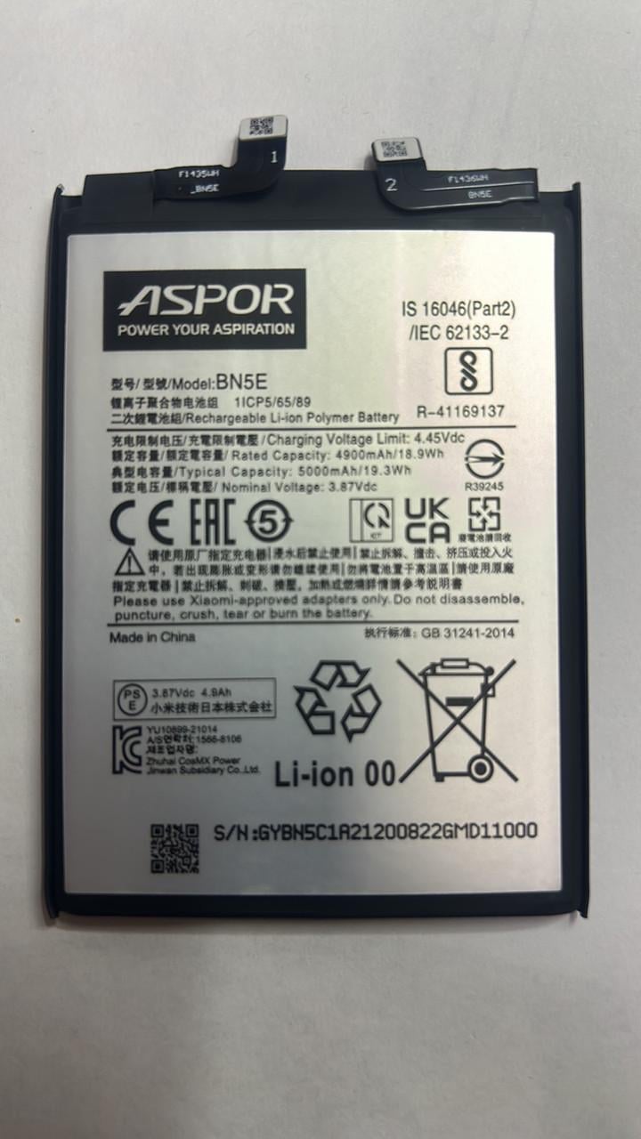 Аккумулятор Aspor BN5E для Xiaomi Redmi Note 11E Pro/Redmi Note 11 Pro/Pro 5G/Poco X4 Pro 5G/Redmi Note 12 Pro 4G (2450780930)