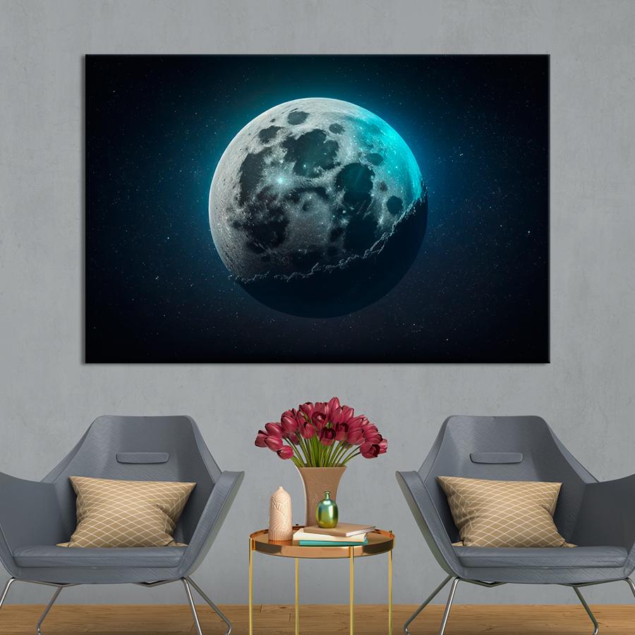 Картина космос Светлая сторона Луны 120x80 см (A1294-1)