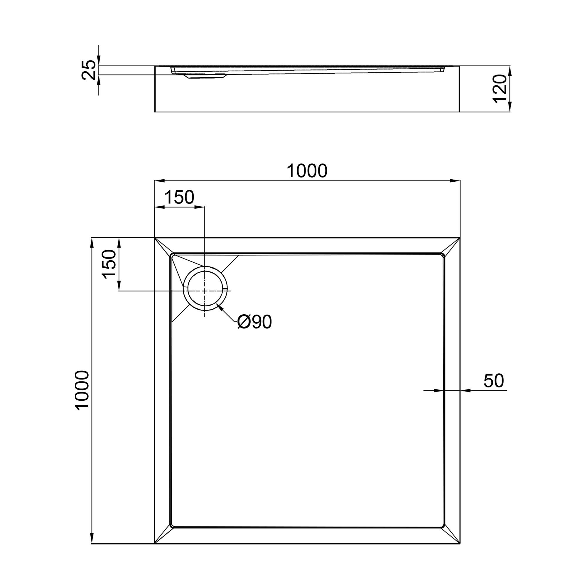 Поддон для душа Qtap Tern TERN301112 акриловый 100x100x12 см (129801) - фото 2