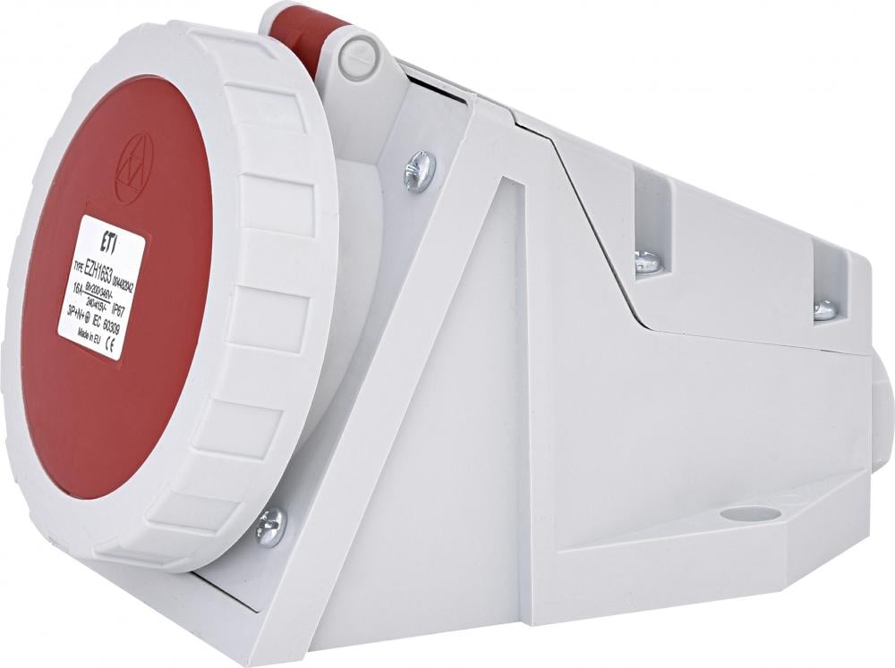Силовая розетка ETI EZH-1653 3P+N+PE 16А 400 В встроенная IP67 Красный (4482042)