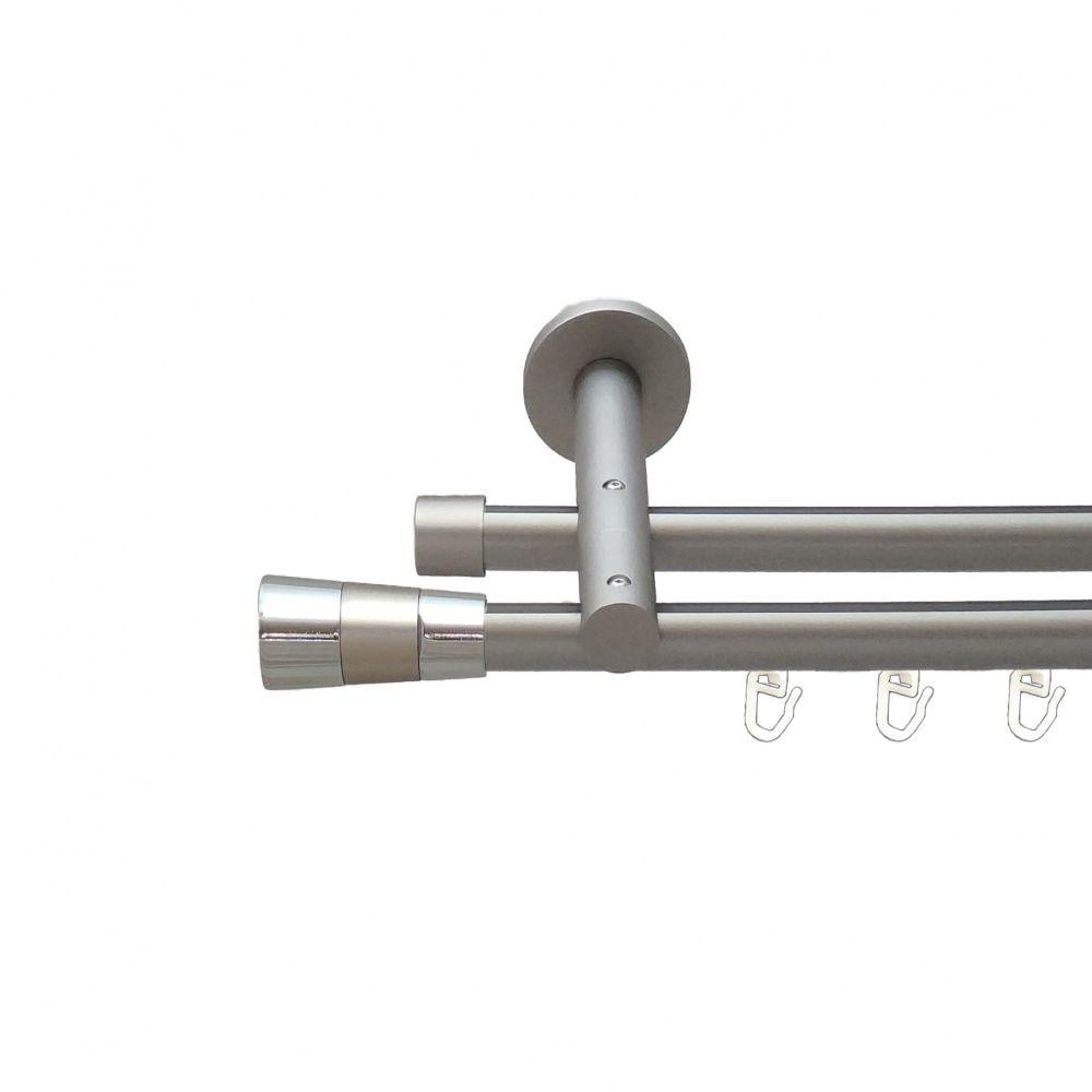 Карниз металевий Orvit Валео V2 дворядний реверсивний/профільна труба Сатин 19/19 мм 200 см (6300808)