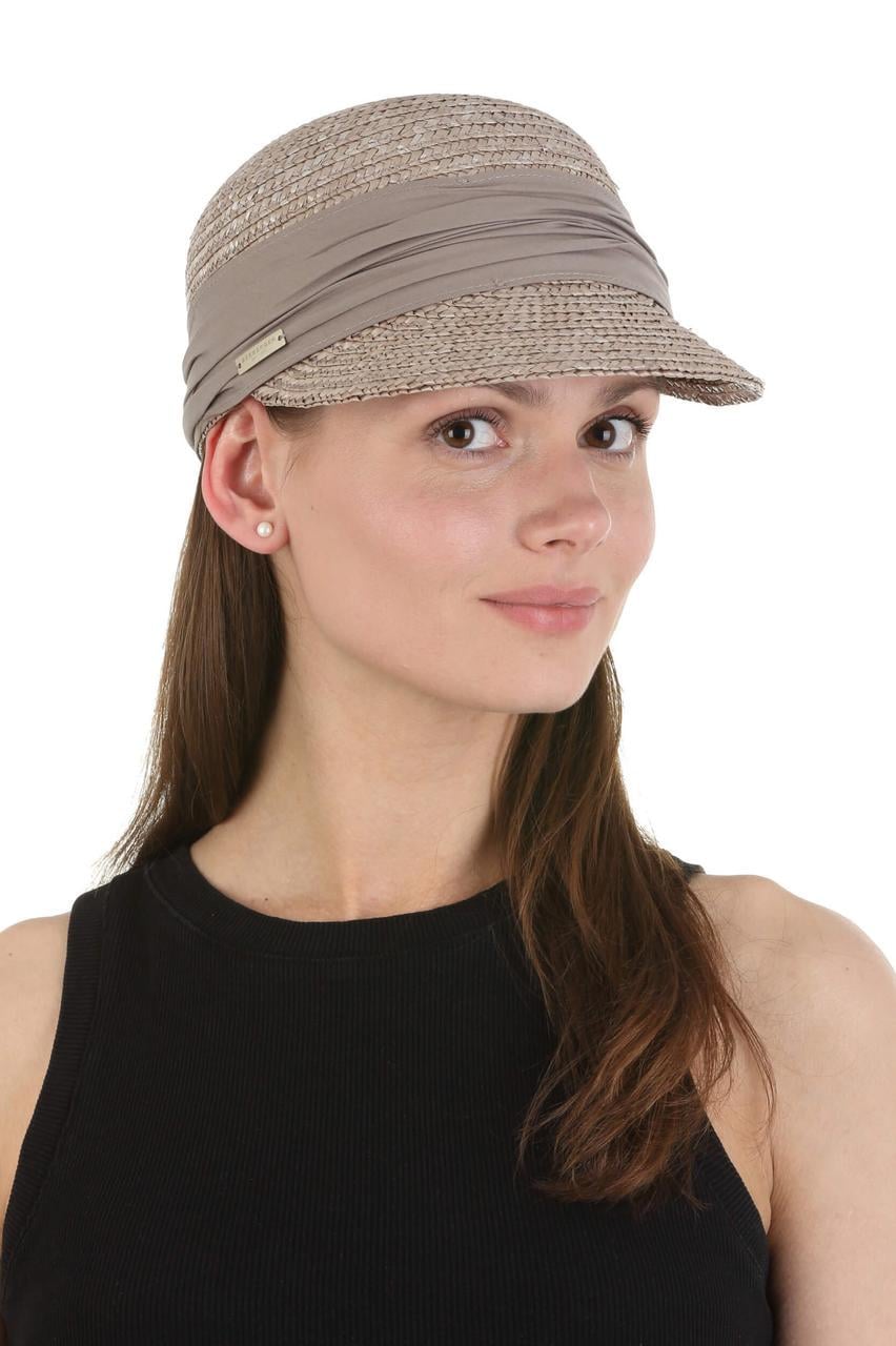 Кепка-жокейка жіноча з натуральної соломи Сірий (2210241277)