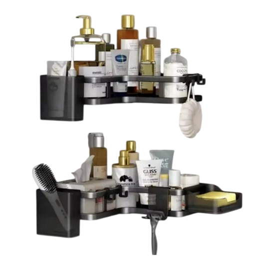 Полиця кутова для ванної подвійна Corner Shower Caddy алюмінієва Чорний (30995013)