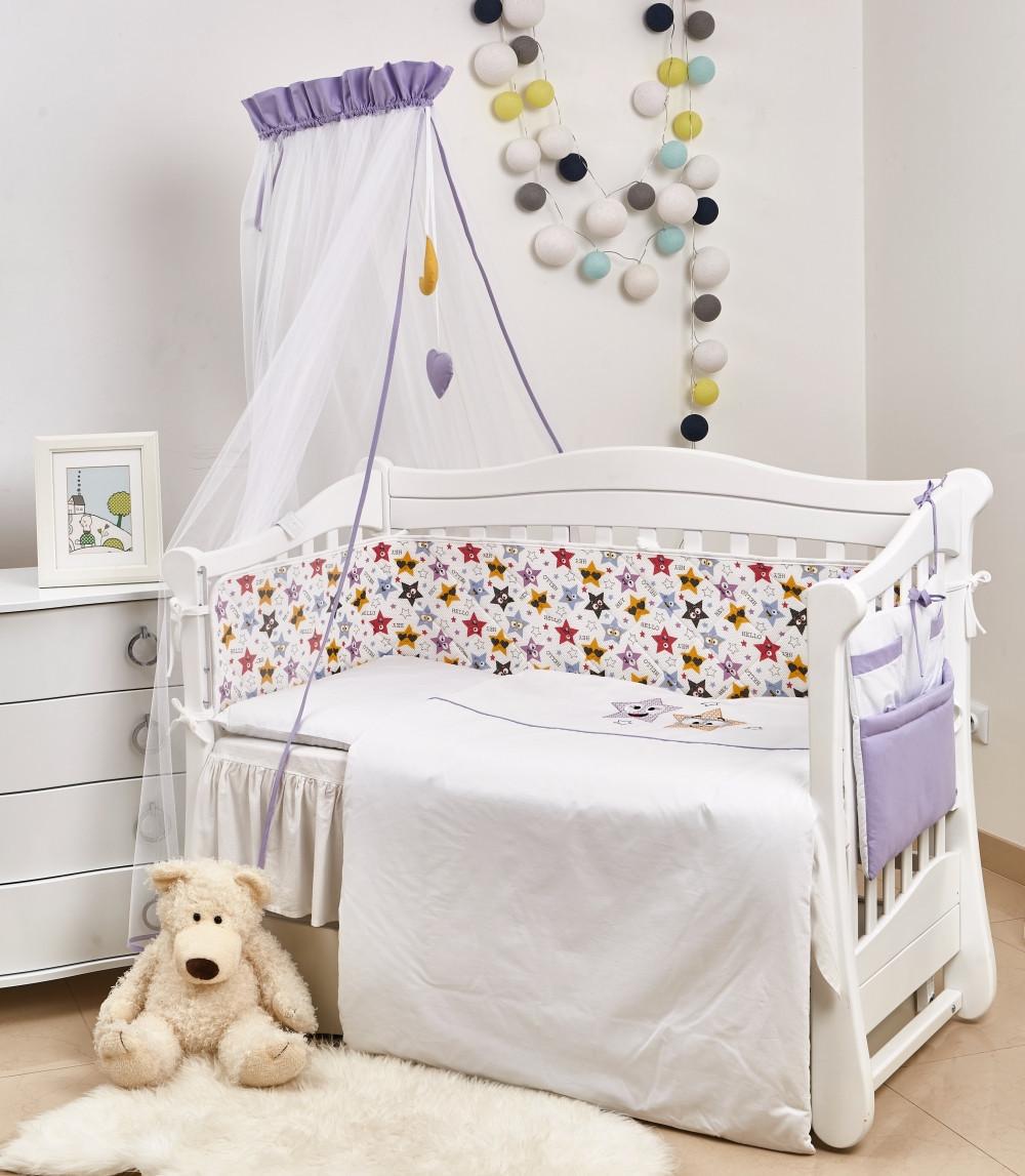 Комплект постельного белья для детской кроватки Twins 3D Funny Stars 9 элементов Фиолетовый (T8632)