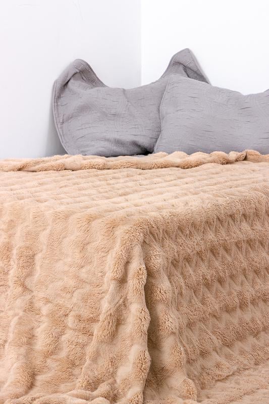 Покривало з мікрофібри з рельєфною текстурою Носи Своє 200х220 см Капучино (18003)