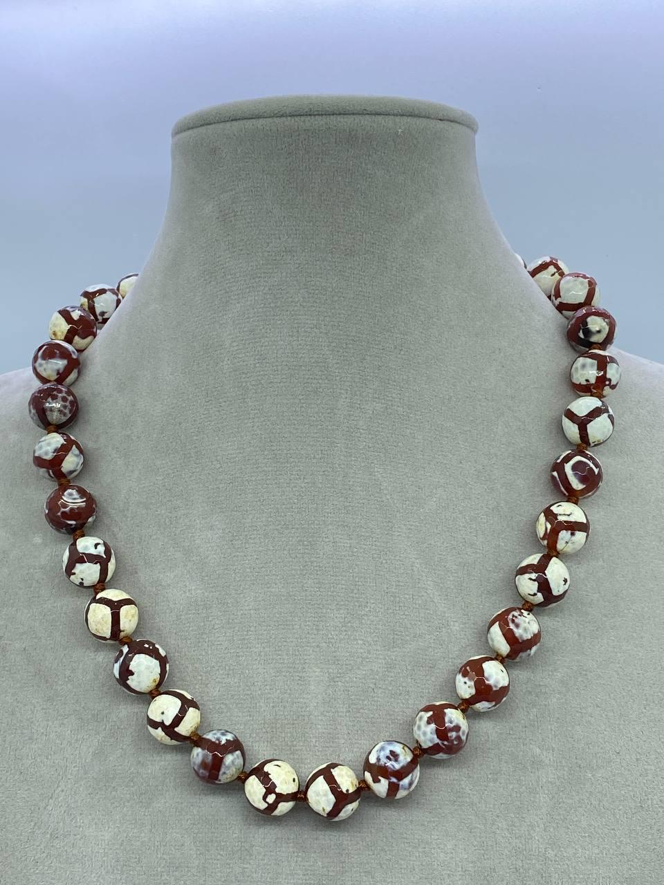 Бусы агат Дзи 44 см Коричневый (1008)