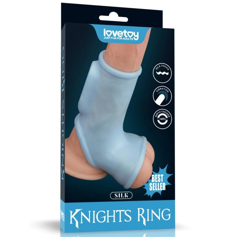 Насадка на пенис Vibrating Silk Knights Ring with Scrotum Sleeve Blue (1000061028)