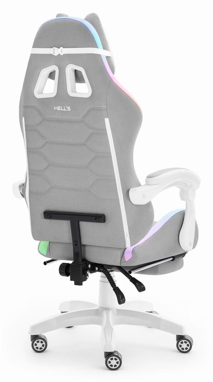 Комп'ютерне крісло Hell's HC-1039 тканина LED RGB Grey-White (5907196010798) - фото 5